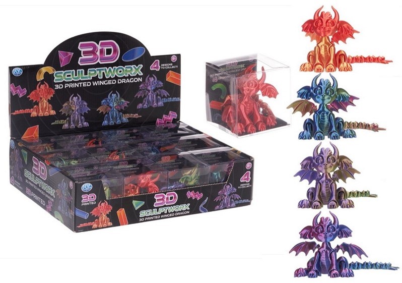 3D Drukowana Figurka Skrzydlatego Smoka 17 cm (4 wzory)