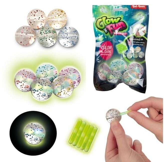 Glow N Fun Piłki Do Bouncingu Z Glow Stickami 5 Sztuk 18 cm x 3,5 cm x 11 cm