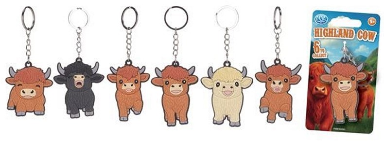 HIGHLAND COW 2D KEYCHAIN 6 ASSORTED Krowa Highland 2D Brelok 6 (6 wzorów)