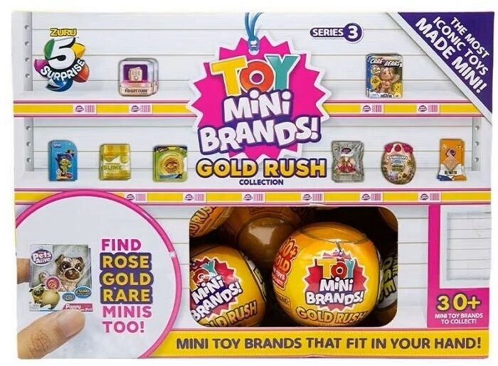 ZURU 5 SURPRISE TOY MINI BRANDS! GOLD RUSH COLLECTION SURPRISE BALL 8CM ASSORTED IN DISPLAY (24) - obrazek 3